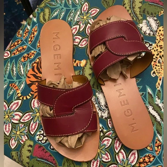 Sold Out M. Gemi Made In Italy Rare Dark Red Leather Lorenza Sandal - Picture 6 of 10